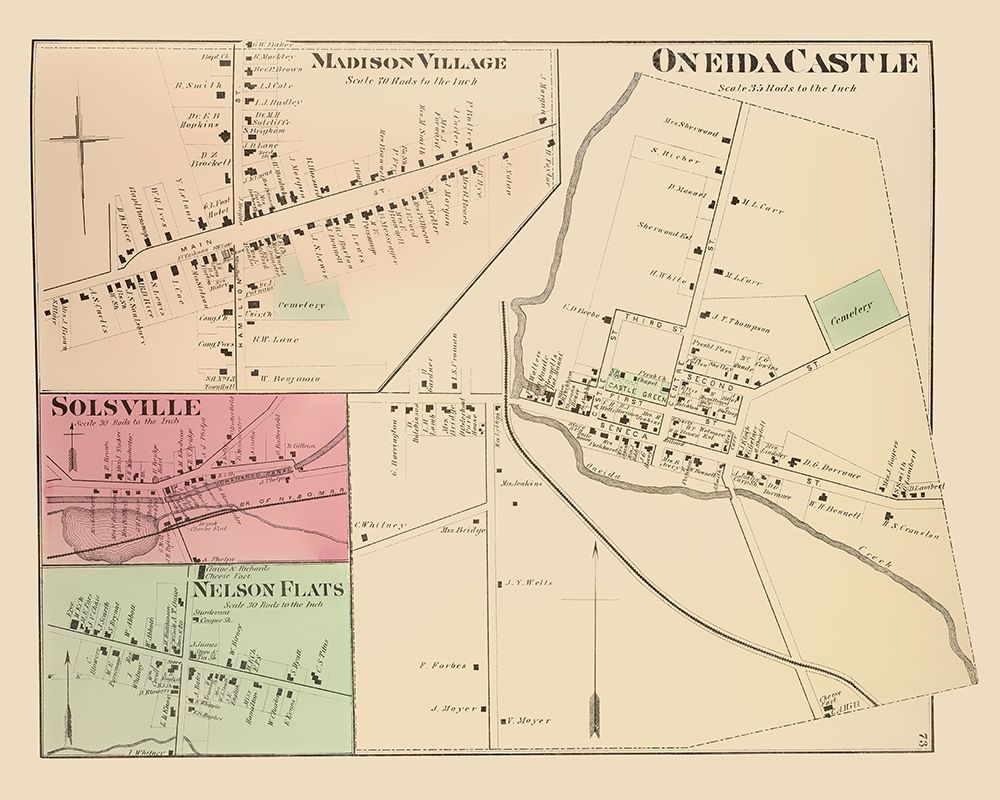 Oneida Castle New York Landowner - Whitman 1875 art print by Whitman for $57.95 CAD