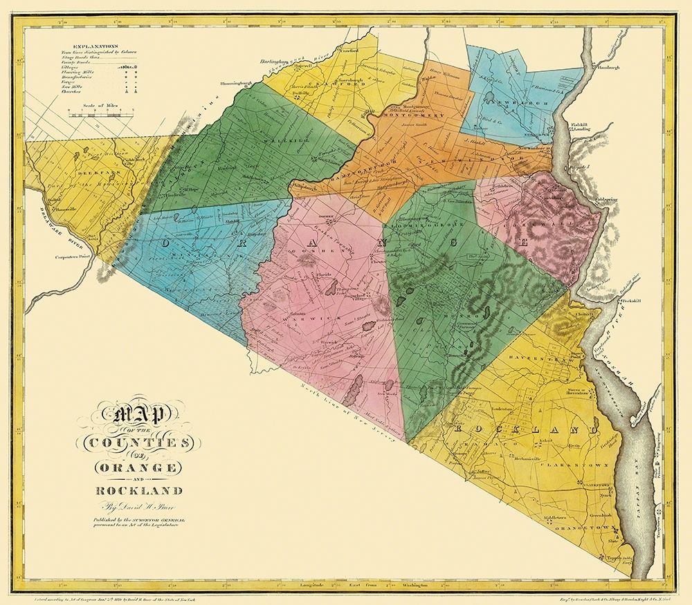 Orange  Rockland New York Landowner - Burr 1779 art print by Burr for $57.95 CAD
