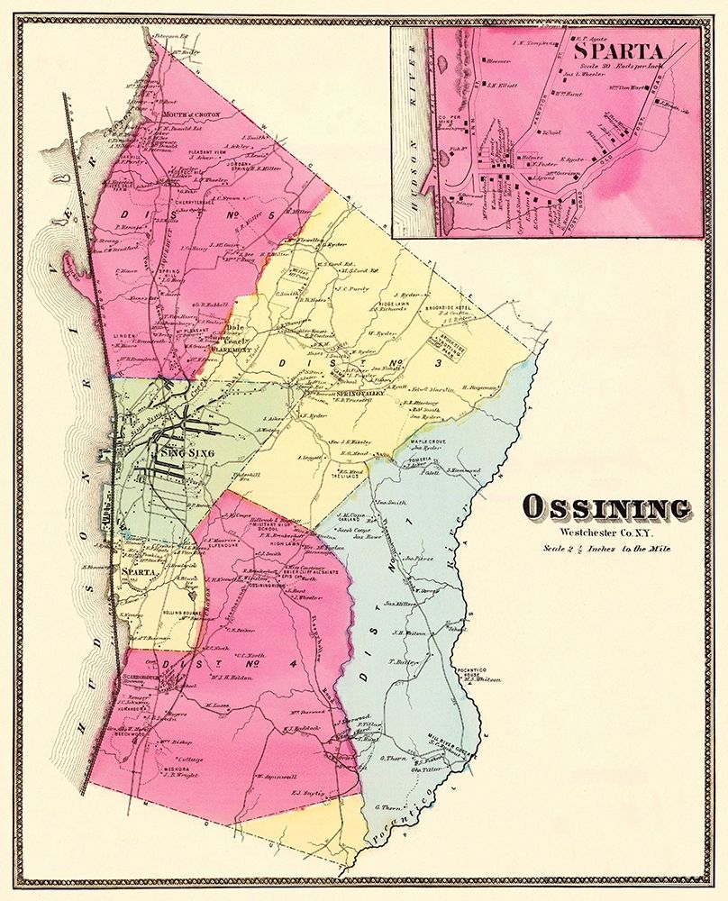 Ossining, Sparta New York Landowner - Beers 1868 art print by Beers for $57.95 CAD