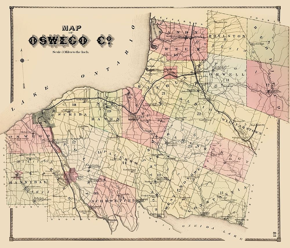 Oswego New York - Burr 1866 art print by Burr for $57.95 CAD