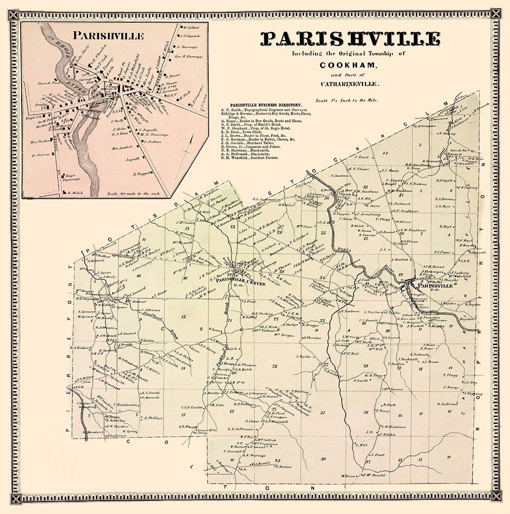 Parishville New York Landowner - Stone 1865 art print by Stone for $57.95 CAD