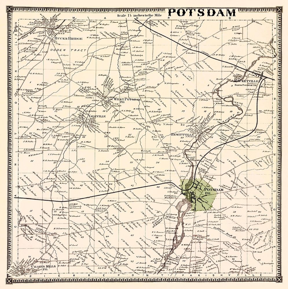 Potsdam New York Landowner - Stone 1865 art print by Stone for $57.95 CAD