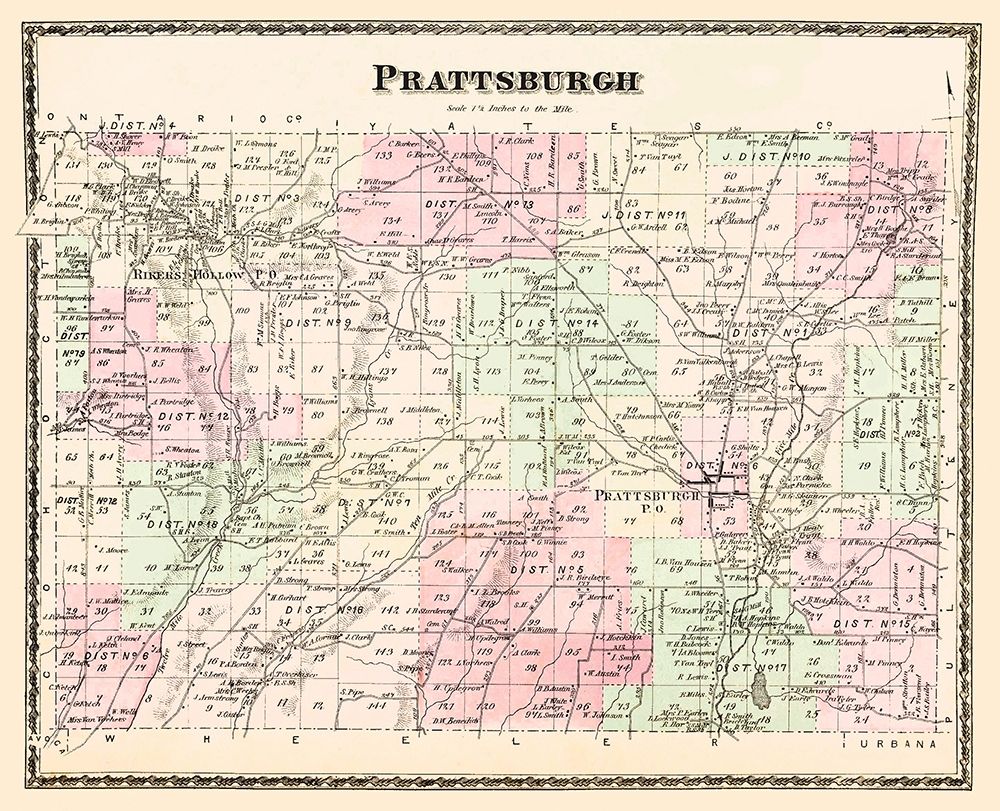 Prattsburgh New York Landowner - Beers 1873 art print by Beers for $57.95 CAD
