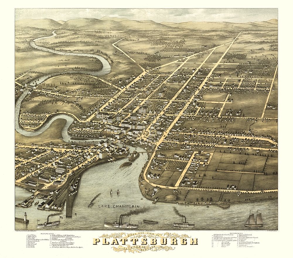 Plattsburgh New York - Stoner 1877 art print by Stoner for $57.95 CAD