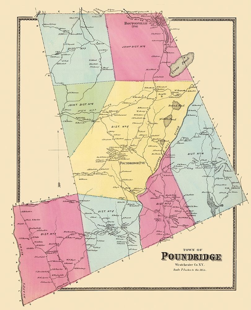 Poundridge New York Landowner - Beers 1868 art print by Beers for $57.95 CAD