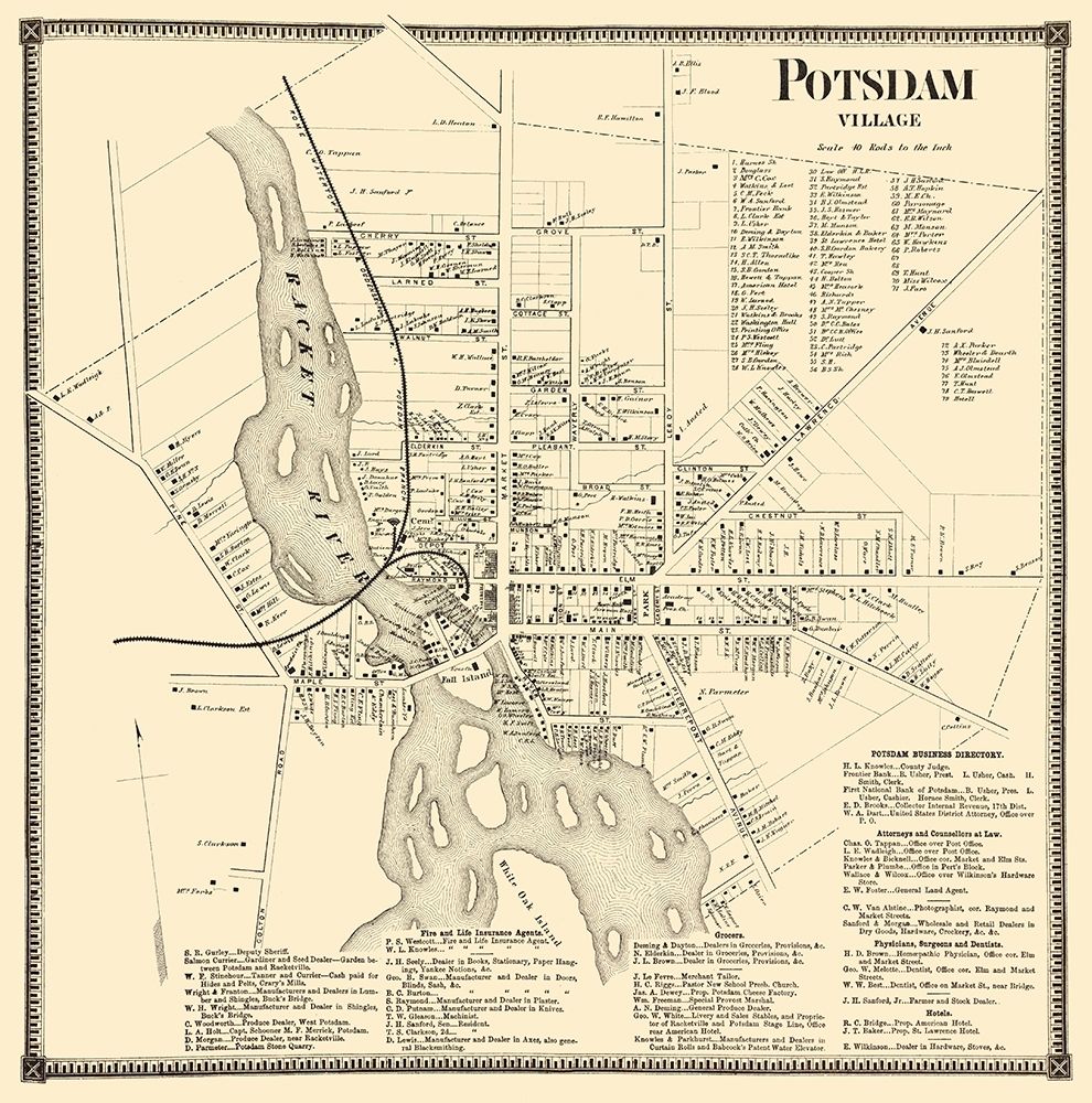 Potsdam Village New York Landowner - Stone 1865 art print by Stone for $57.95 CAD
