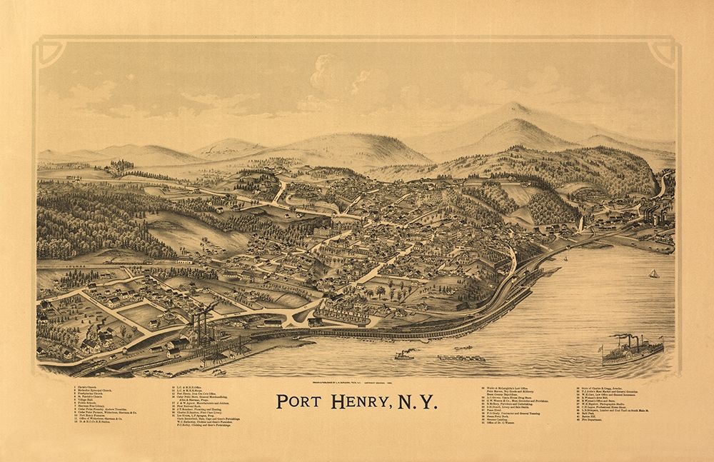 Port Henry New York - Burleigh 1889 art print by Burleigh for $57.95 CAD