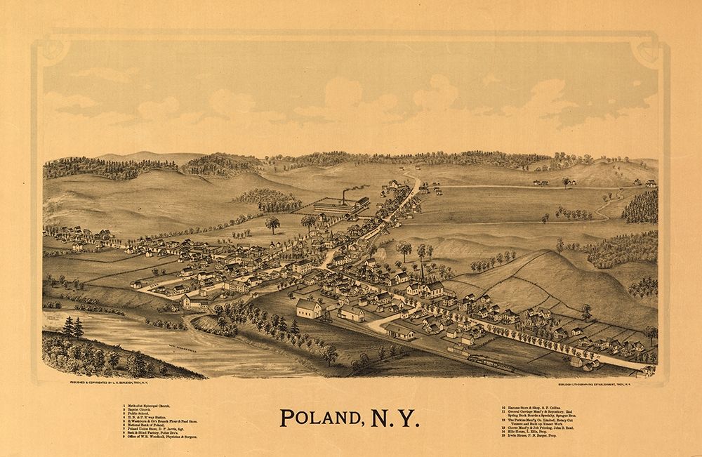 Poland New York - Burleigh 1890 art print by Burleigh for $57.95 CAD