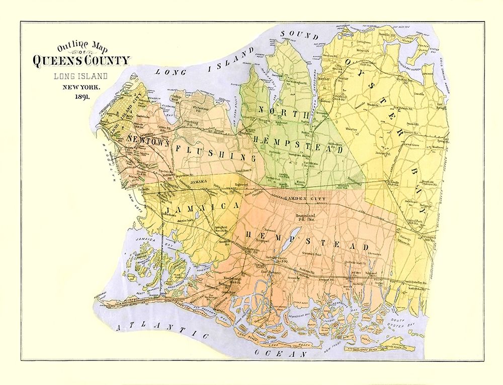 Queens New York - Burr 1891 art print by Burr for $57.95 CAD