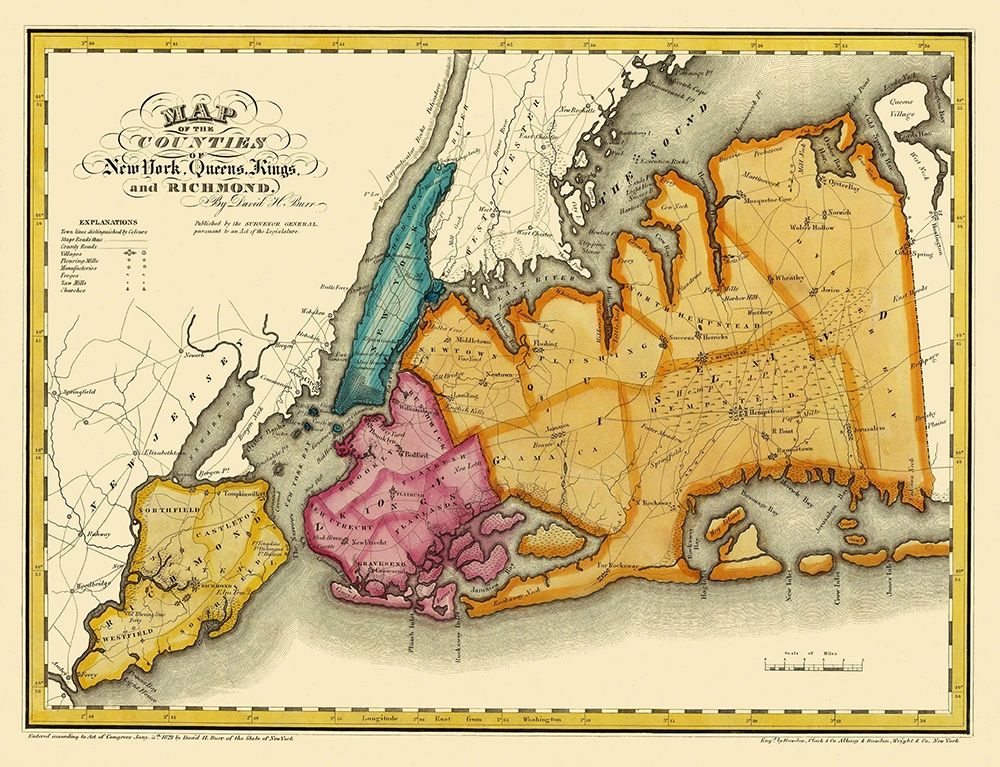 New York  Queens  Kings  Richmond New York art print by Burr for $57.95 CAD