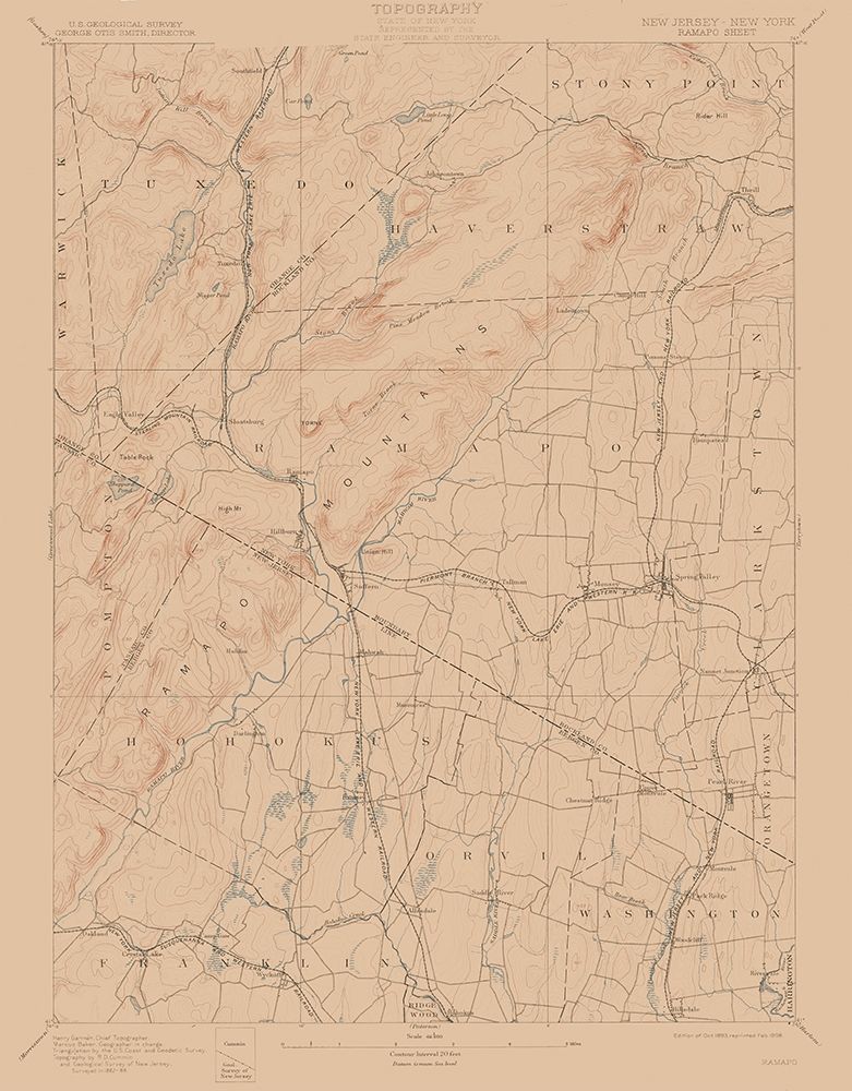 Ramapo New York Sheet - USGS 1893 art print by USGS for $57.95 CAD