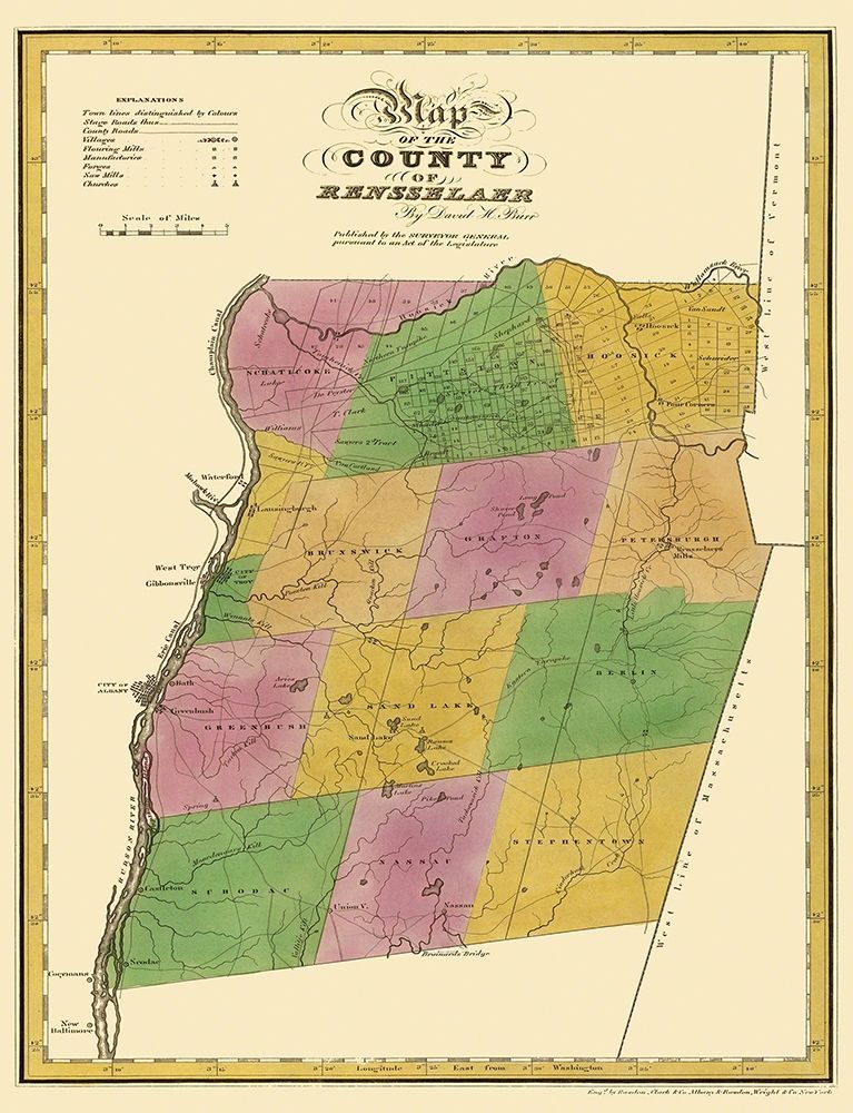 Rensselaer New York Landowner - Burr 1829 art print by Burr for $57.95 CAD