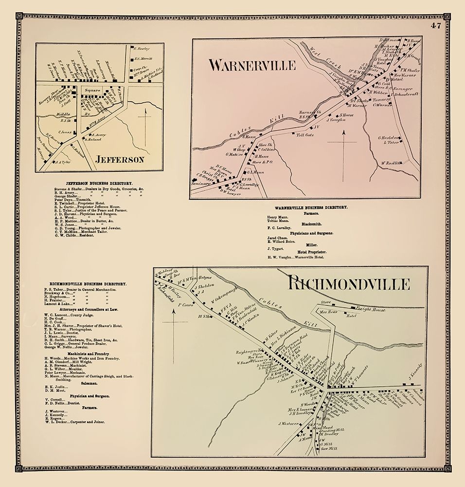 Richmondville New York Landowner - Beers 1866 art print by Beers for $57.95 CAD