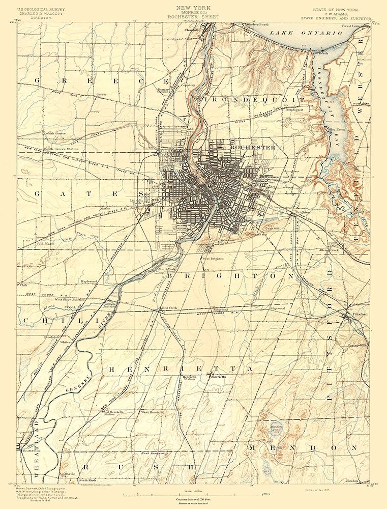 Rochester New York Sheet - USGS 1895 art print by USGS for $57.95 CAD