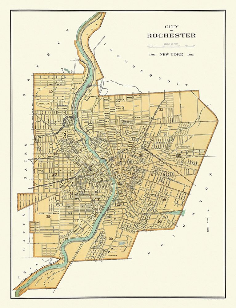 Rochester New York - Bien 1895 art print by Bien for $57.95 CAD
