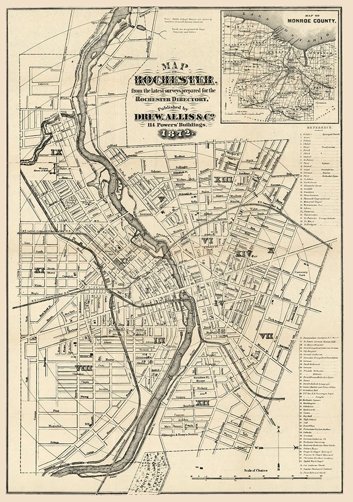 Rochester New York - Allis 1872 art print by Allis for $57.95 CAD