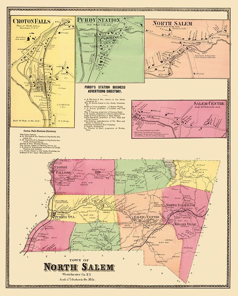 North Salem New York Landowner - Beers 1868 art print by Beers for $57.95 CAD