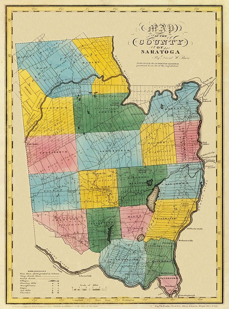 Saratoga New York - Burr 1829 art print by Burr for $57.95 CAD