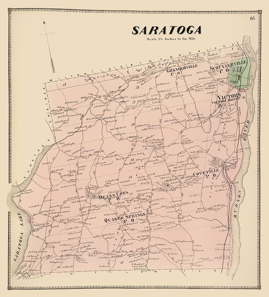 Saratoga New York Landowner - Stone 1866 art print by Stone for $57.95 CAD