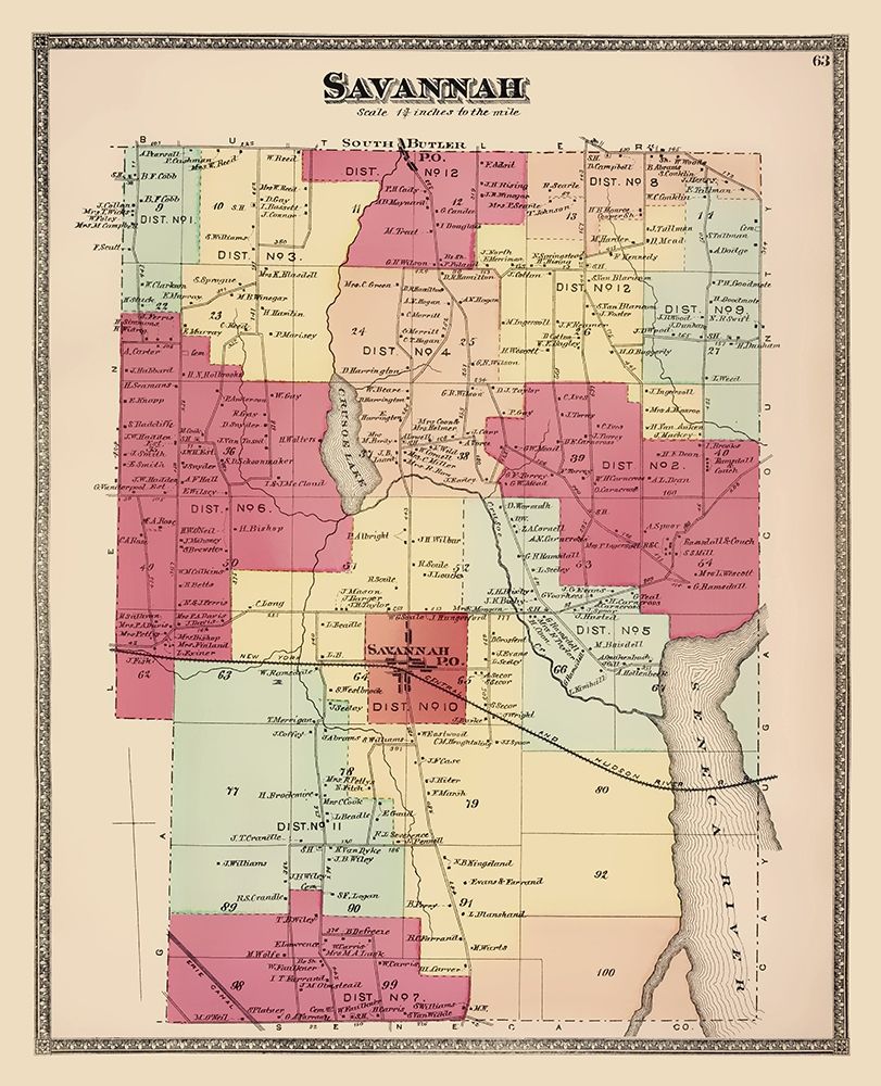 Savannah New York Landowner - Beers 1874 art print by Beers for $57.95 CAD