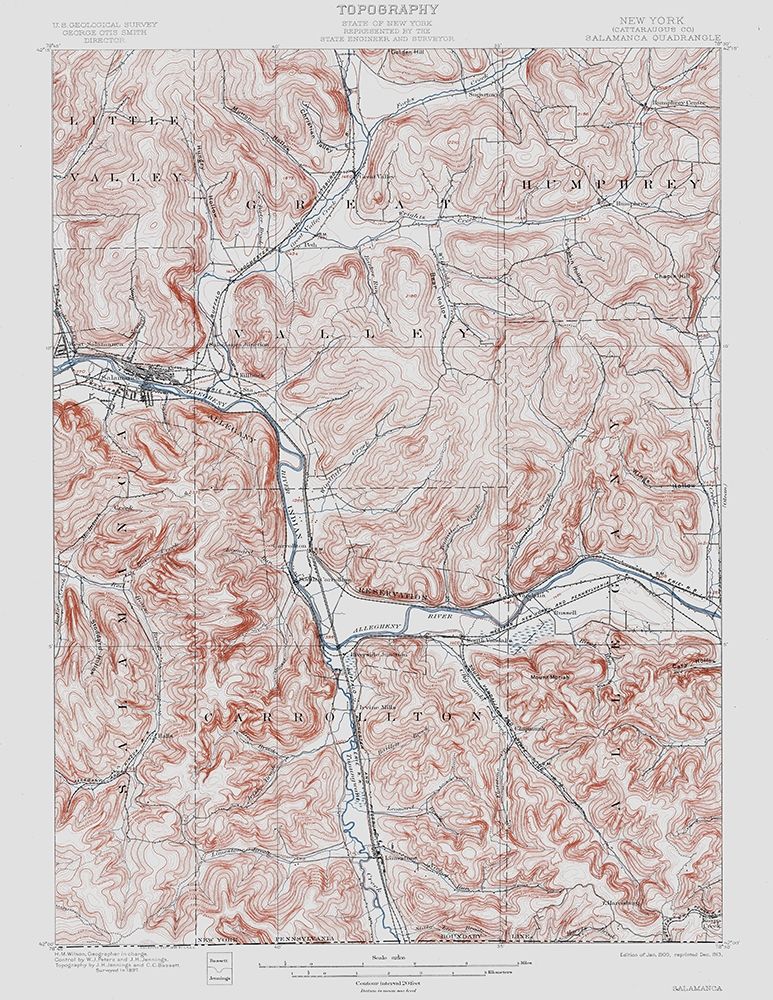 Salamanca New York Quad - USGS 1900 art print by USGS for $57.95 CAD