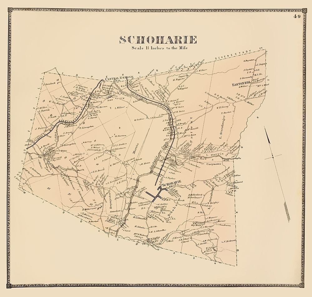 Schoharie New York Landowner - Stone 1866 art print by Stone for $57.95 CAD