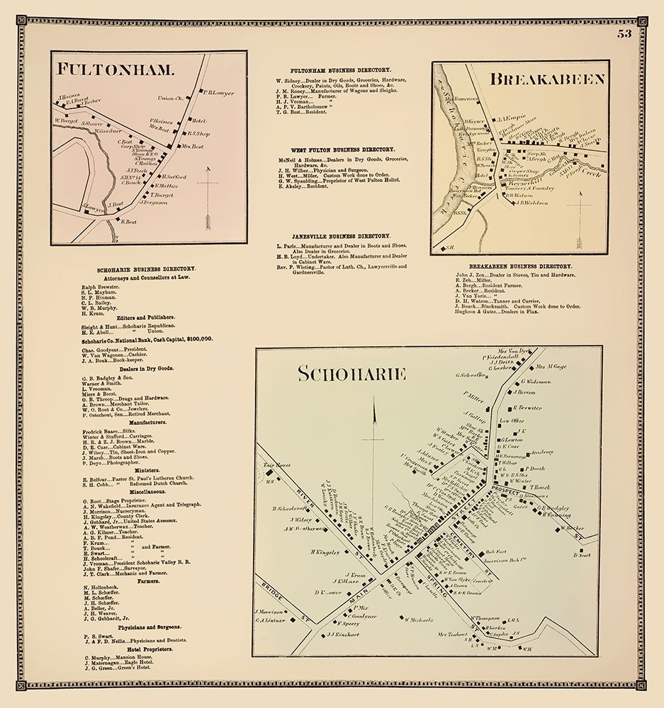 Schoharie Breakabeen Fultonham New York Landowner art print by Beers for $57.95 CAD