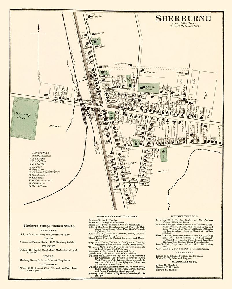 Sherburne New York - Nichols 1875 art print by Nichols for $57.95 CAD
