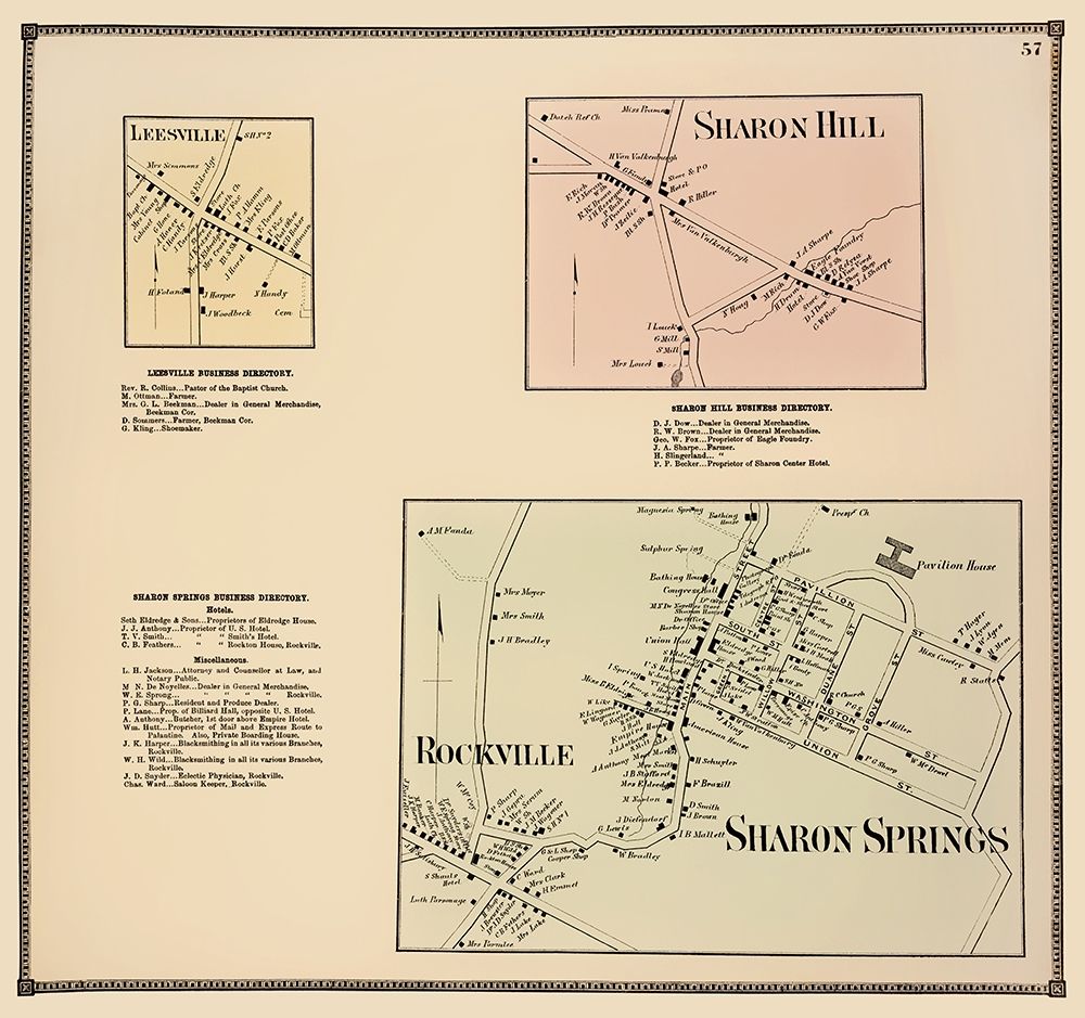 Sharon Springs New York Landowner - Beers 1866 art print by Beers for $57.95 CAD