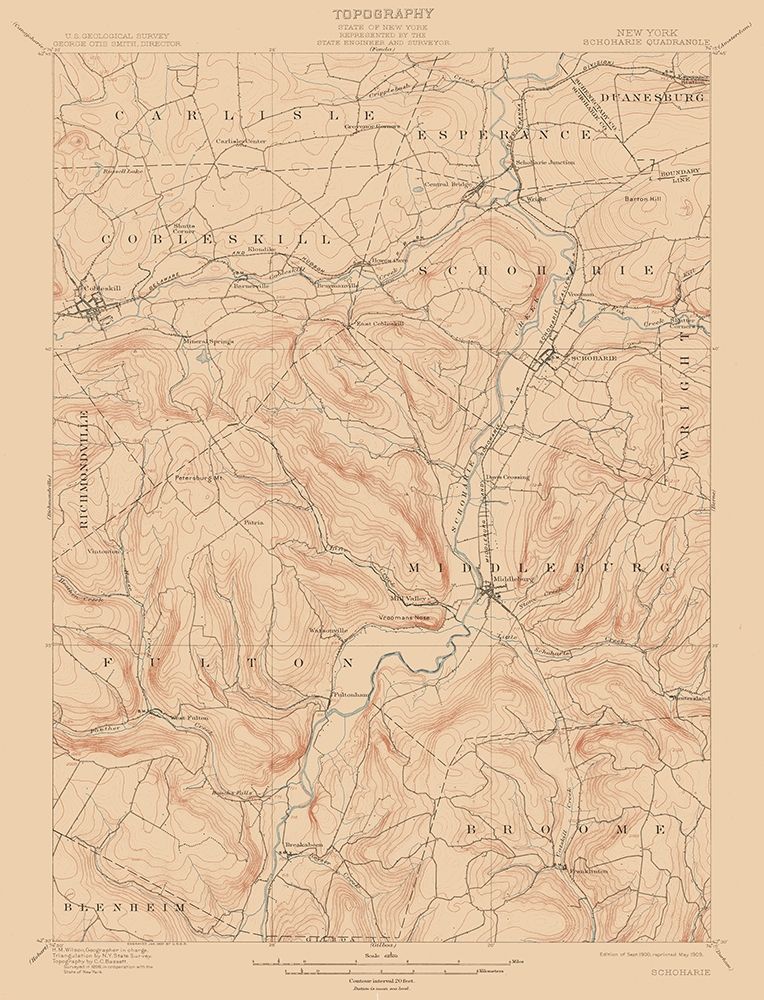 Shoharie New York Quad - USGS 1900 art print by USGS for $57.95 CAD