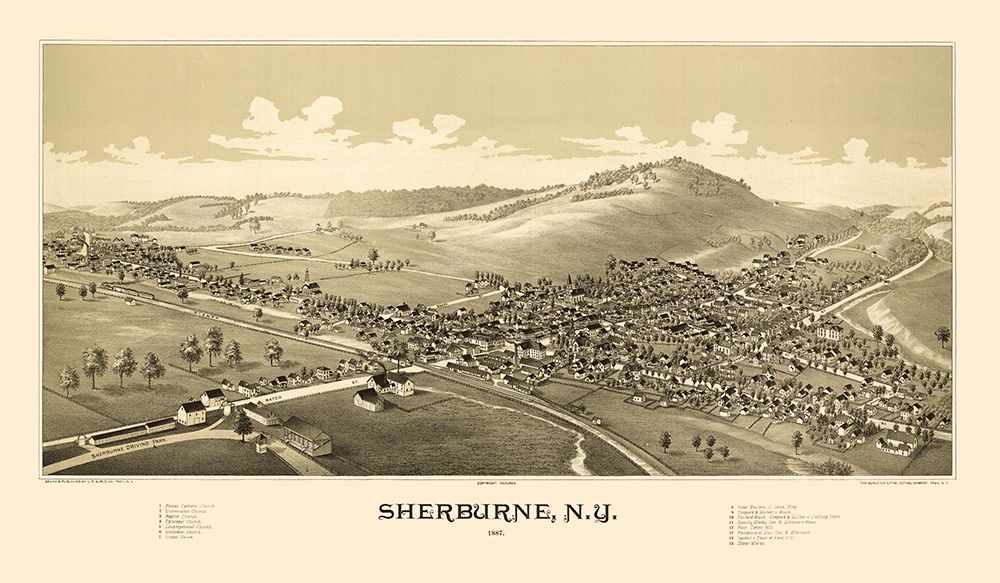 Sherburne New York - Burleigh 1887 art print by Burleigh for $57.95 CAD