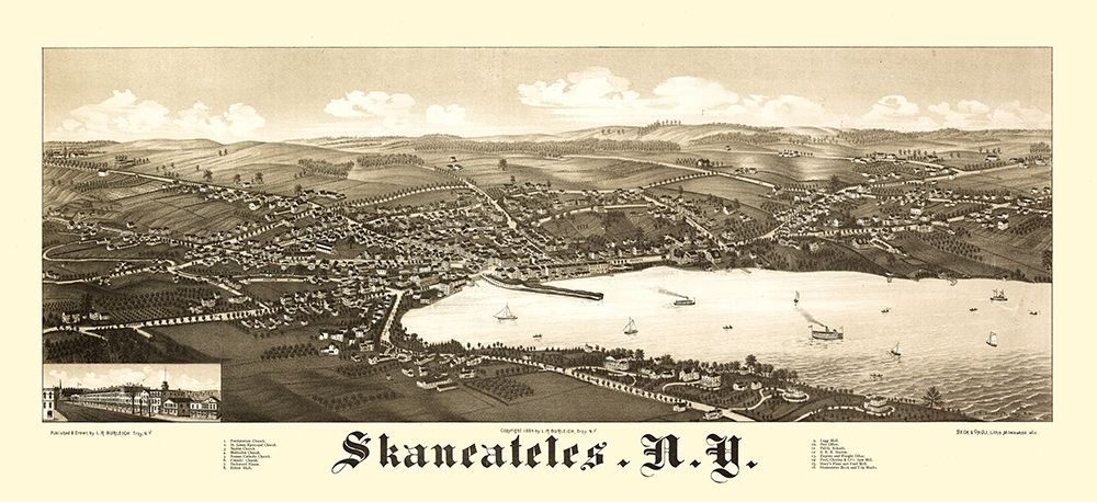Skaneateles New York - Burleigh 1884 art print by Burleigh for $57.95 CAD