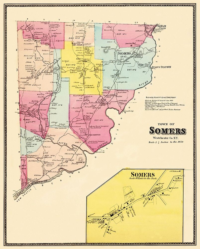Somers New York Landowner - Beers 1868 art print by Beers for $57.95 CAD