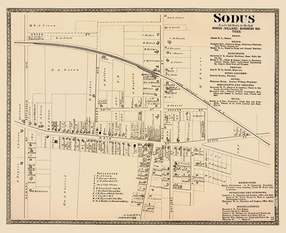 Sodus New York Landowner - Beers 1874 art print by Beers for $57.95 CAD