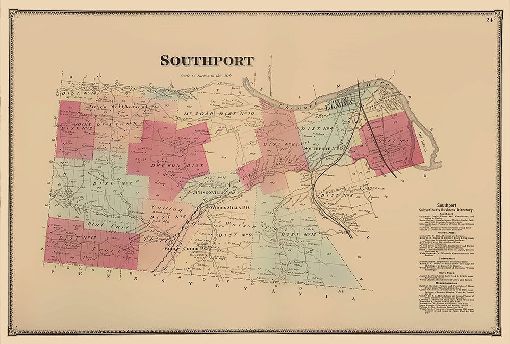 Southport New York - Beers 1869 art print by Beers for $57.95 CAD
