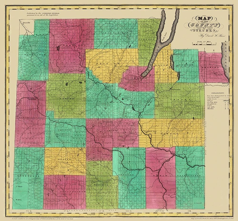 Steuben New York Landowner - Burr 1829 art print by Burr for $57.95 CAD