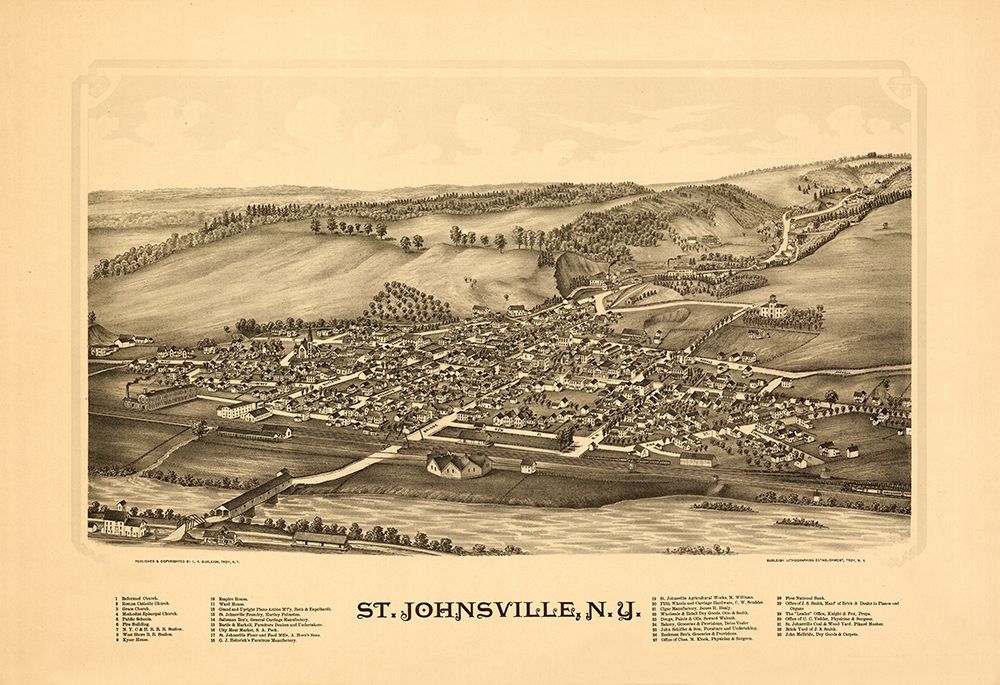 Saint Johnsonville New York - Burleigh 1890 art print by Burleigh for $57.95 CAD