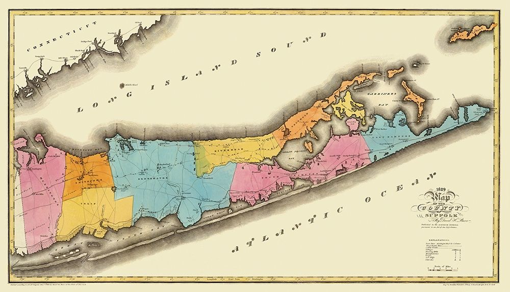 Suffolk New York - Burr 1829 art print by Burr for $57.95 CAD