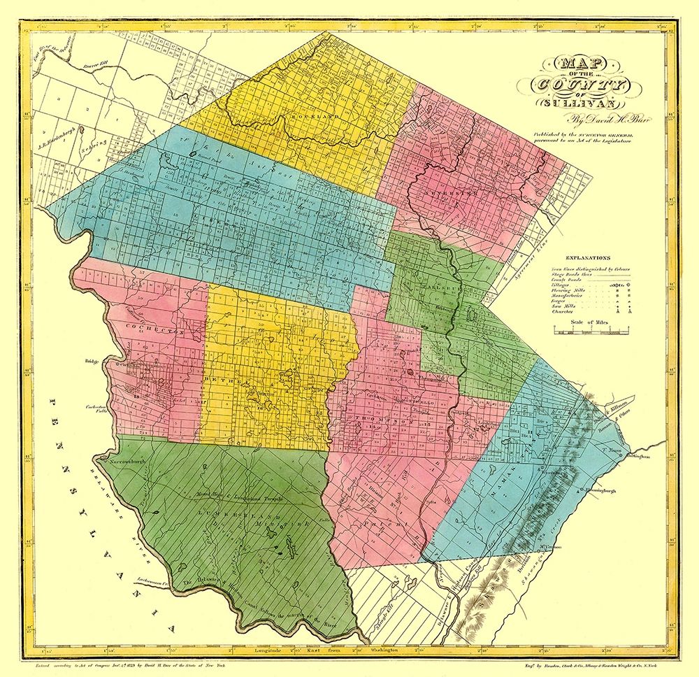 Sullivan New York Landowner - Burr 1829 art print by Burr for $57.95 CAD