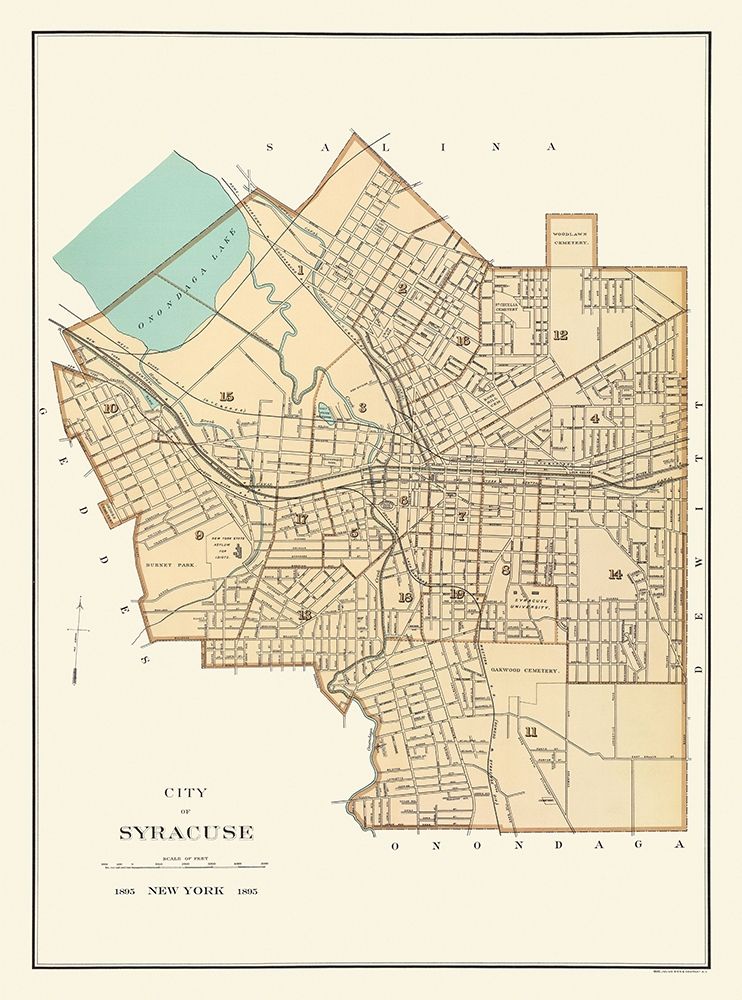 Syracuse New York - Bien 1895 art print by Bien for $57.95 CAD