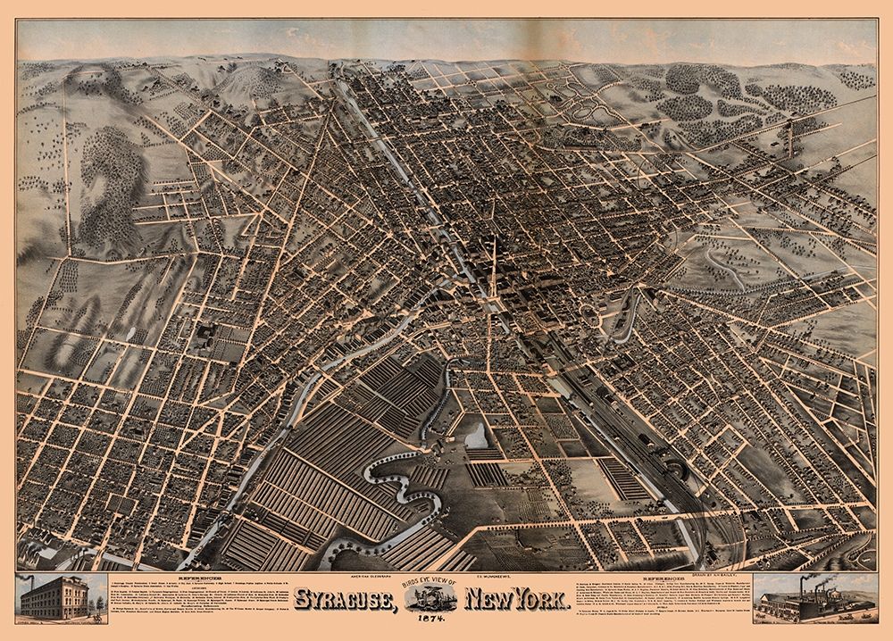Syracuse New York - Bailey 1874 art print by Bailey for $57.95 CAD