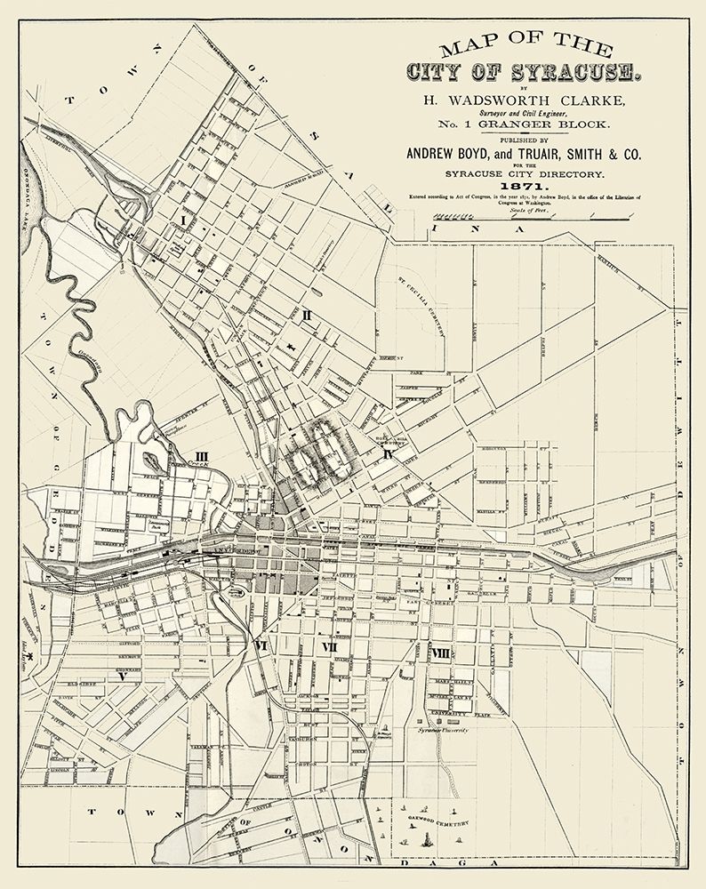 Syracuse New York - Clarke 1871 art print by Clarke for $57.95 CAD