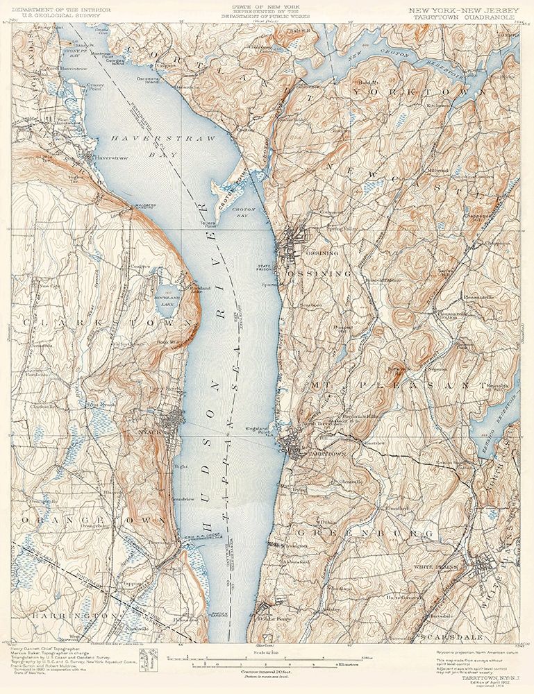 Tarrytown New York New Jersey Quad - USGS 1902 art print by USGS for $57.95 CAD