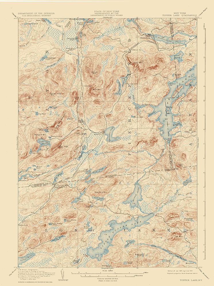 Tupper Lake New York Quad - USGS 1907 art print by USGS for $57.95 CAD