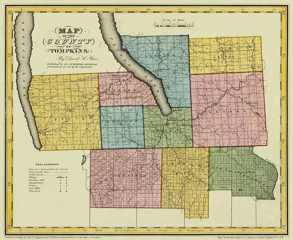 Tompkins New York - Burr 1829 art print by Burr for $57.95 CAD