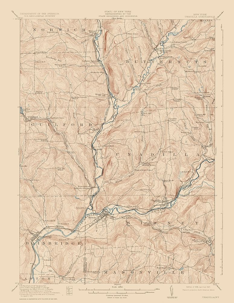 Unadilla New York Quad - USGS 1918 art print by USGS for $57.95 CAD