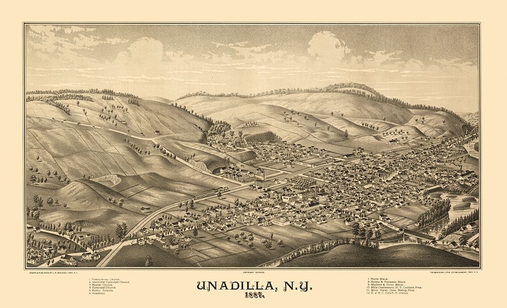 Unadilla New York - Burleigh 1887 art print by Burleigh for $57.95 CAD