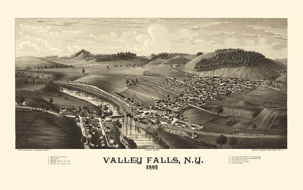 Valley Falls New York - Burleigh 1887 art print by Burleigh for $57.95 CAD