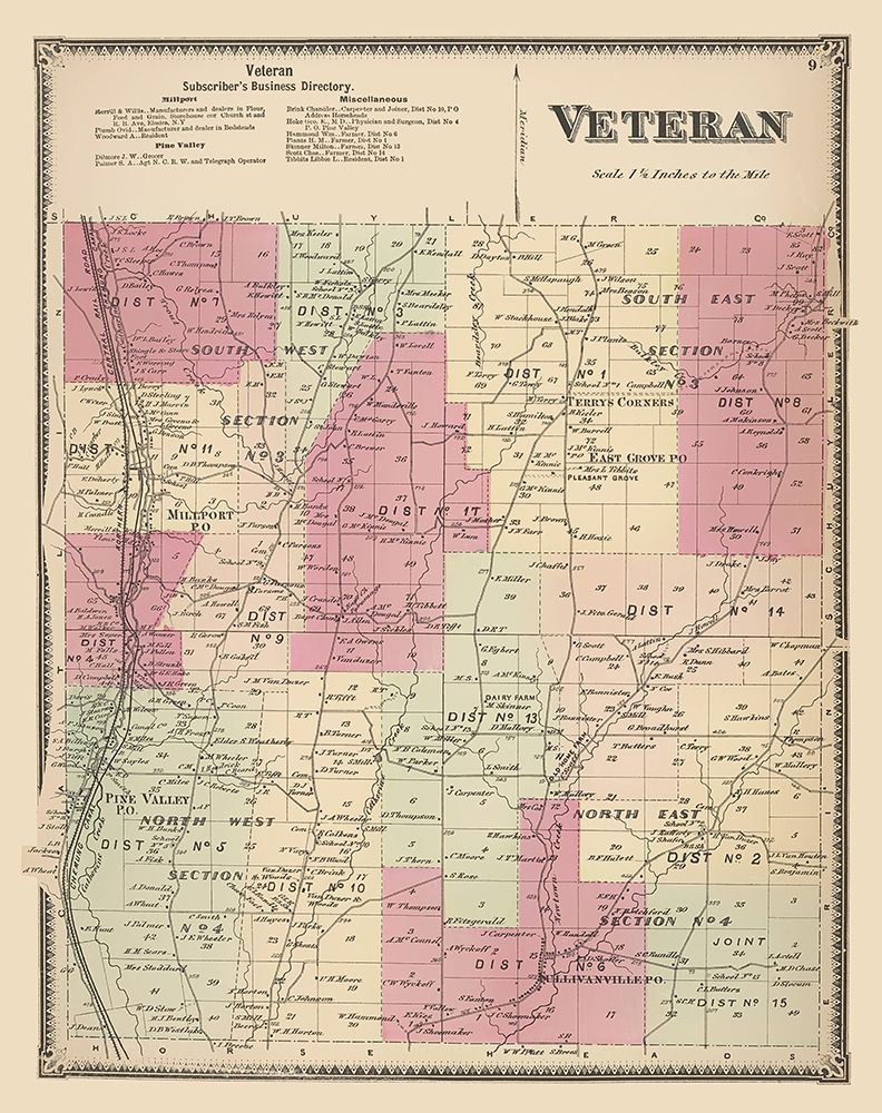 Veteran New York Landowner - Beers 1869 art print by Beers for $57.95 CAD