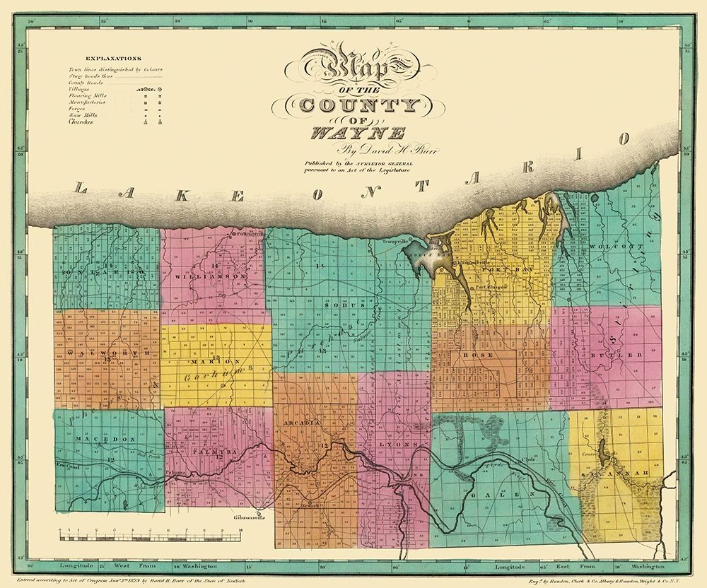 Wayne New York - Burr 1829 art print by Burr for $57.95 CAD